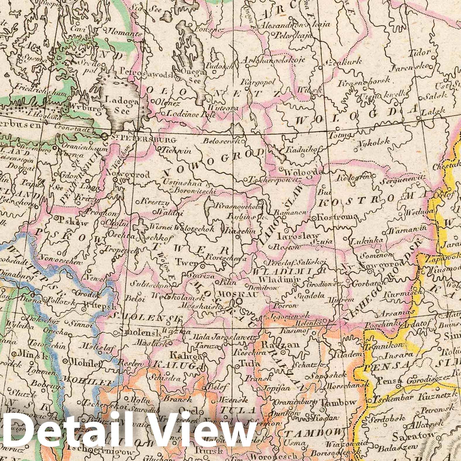 Russian Empire, European Part with Adjacent Asian Provinces, 1822 - Historical Map Print