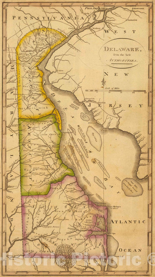Historic Map : 1822 Delaware. - Vintage Wall Art