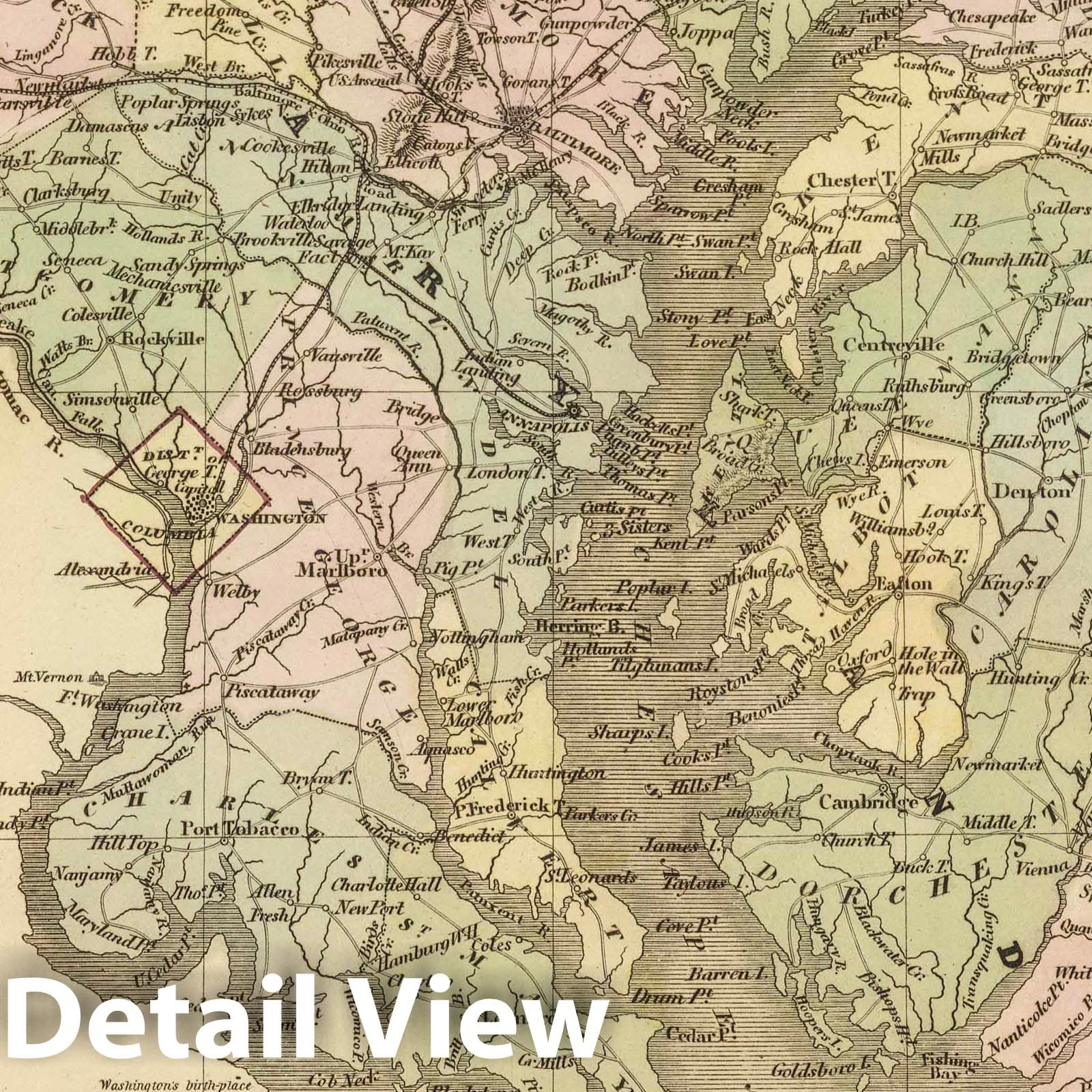 Delaware and Maryland - Railroad Map, 1848 - Historical Map Print