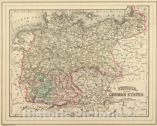 Historic Map : 1886 Prussia, German States. - Vintage Wall Art