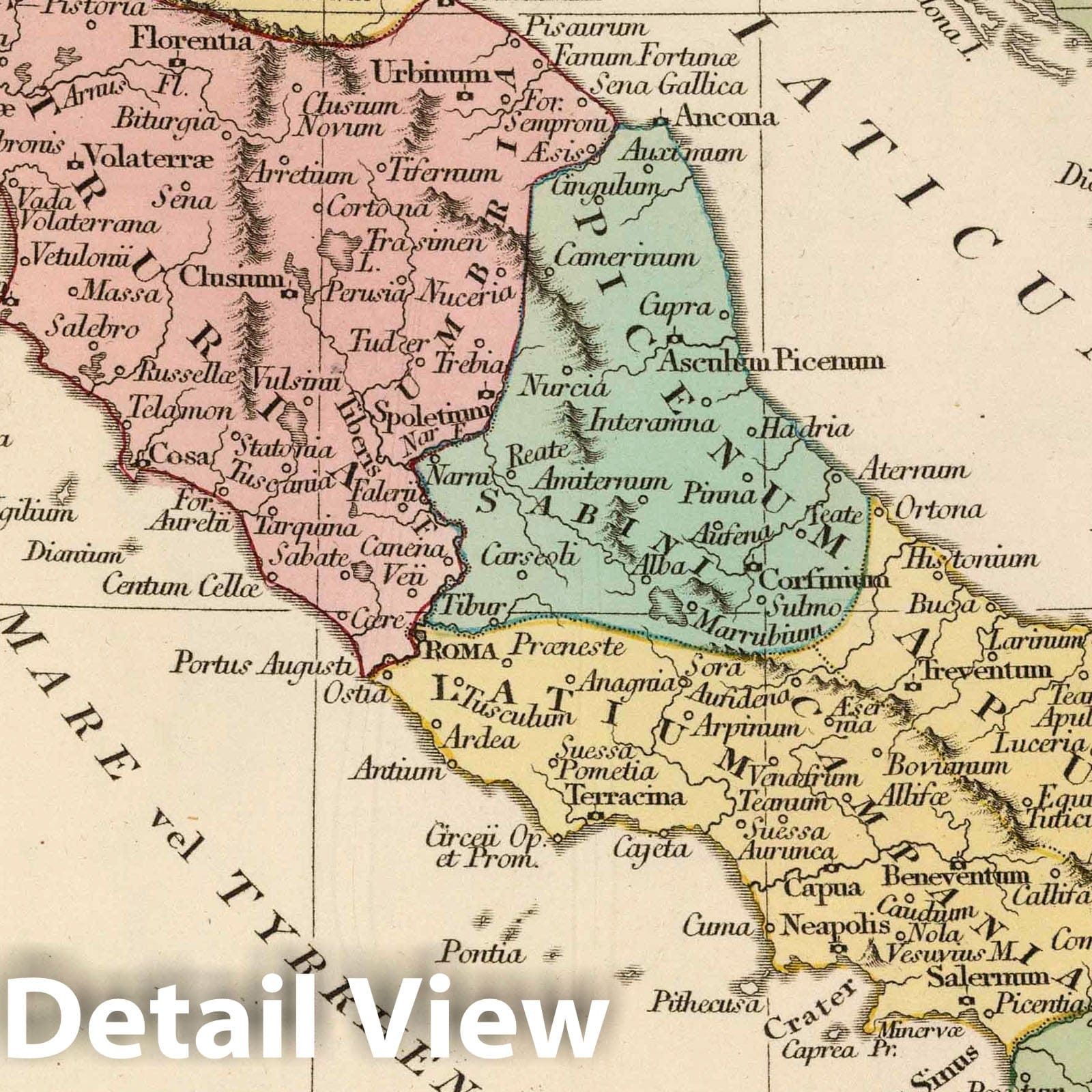 Ancient Italy, 1815 - Historical Map Print from Wilkinson's Atlas Classica