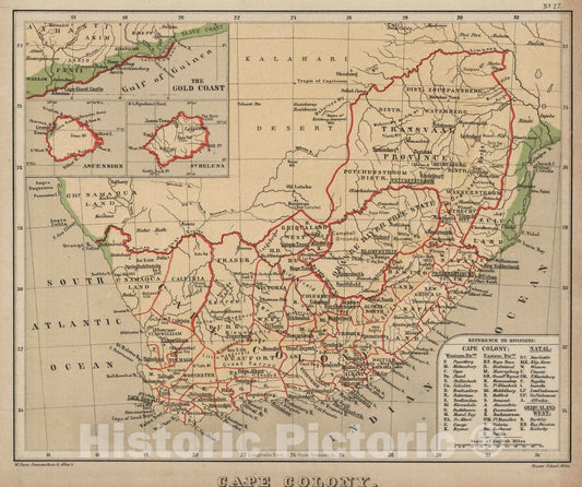 Historic Map : 1880 Cape Colony. v1 - Vintage Wall Art