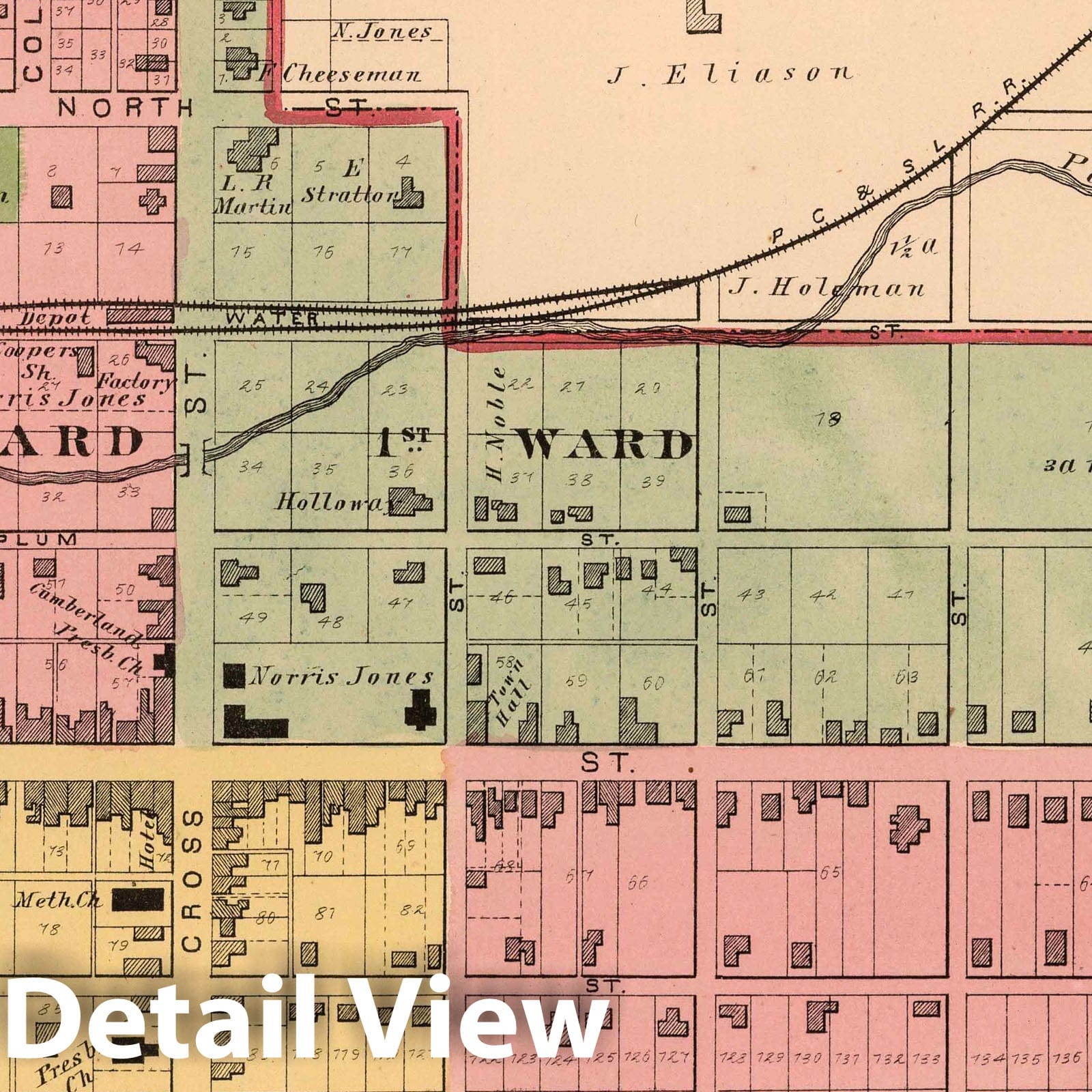 Centreville - Property Map, 1874 - Wayne County Indiana Historical Map Print