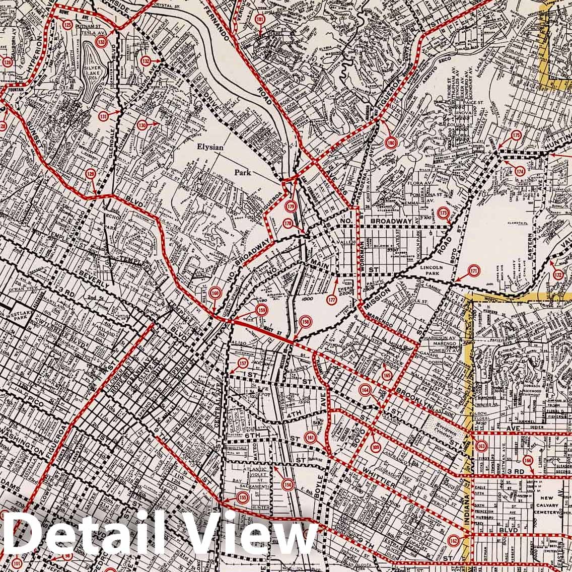 Los Angeles, California - East Central Section, 1935 - Historical Map Print