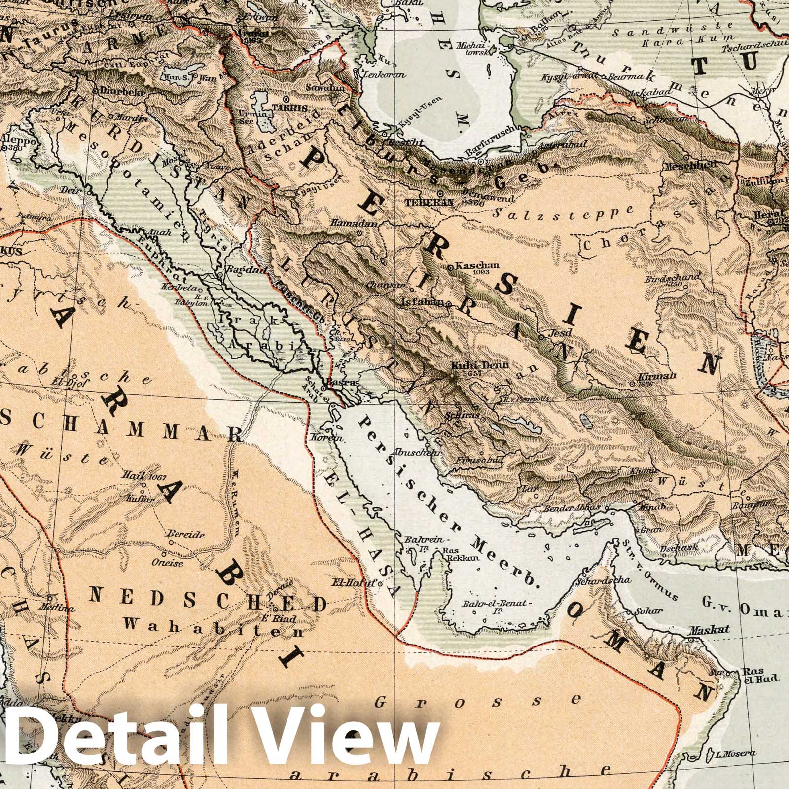 Western Asia and Middle East - Railroad Map, 1896