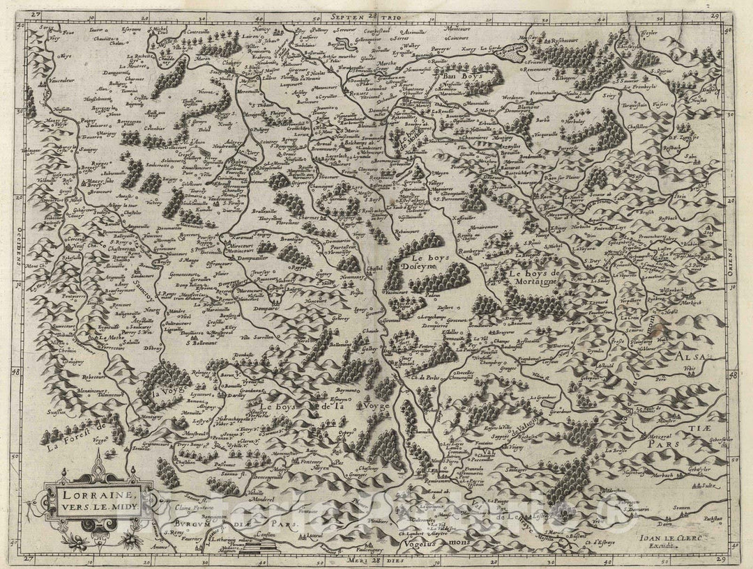 Historic Map : Lorraine , France 1632 Lorraine vers le Midy. , Vintage Wall Art