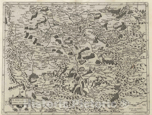 Historic Map : Lorraine , France 1632 Lorraine vers le Midy. , Vintage Wall Art
