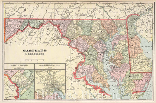 Maryland and Delaware - Railroad Map, 1901 - Cram's Atlas