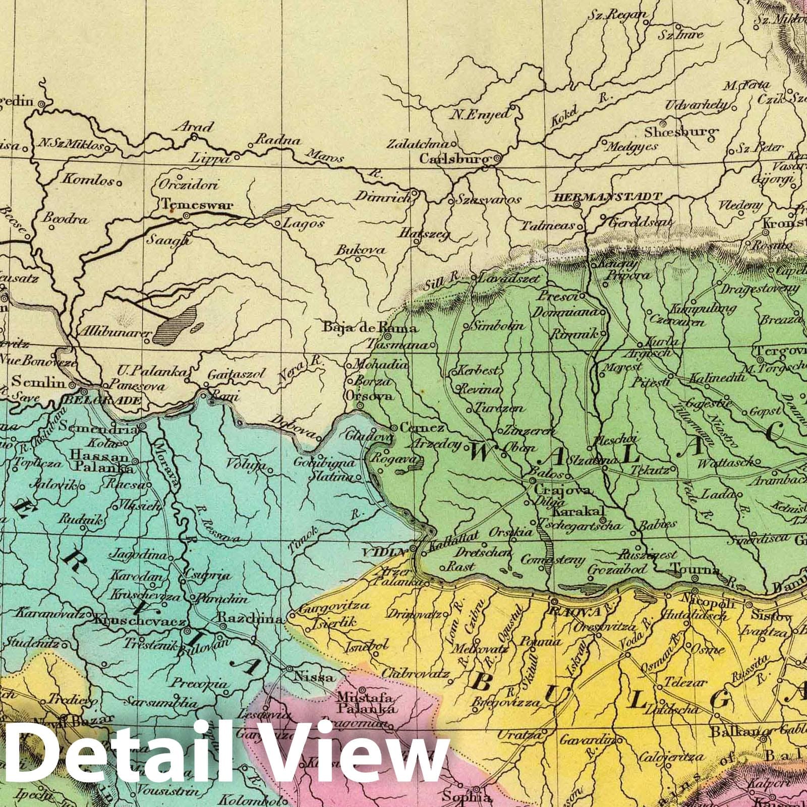 Turkey in Europe, 1835 - Historical Map Print