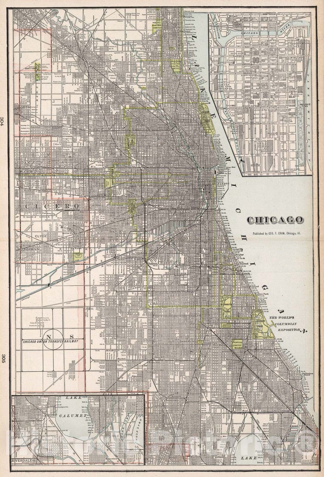 Historic Map : 1901 Chicago - Vintage Wall Art