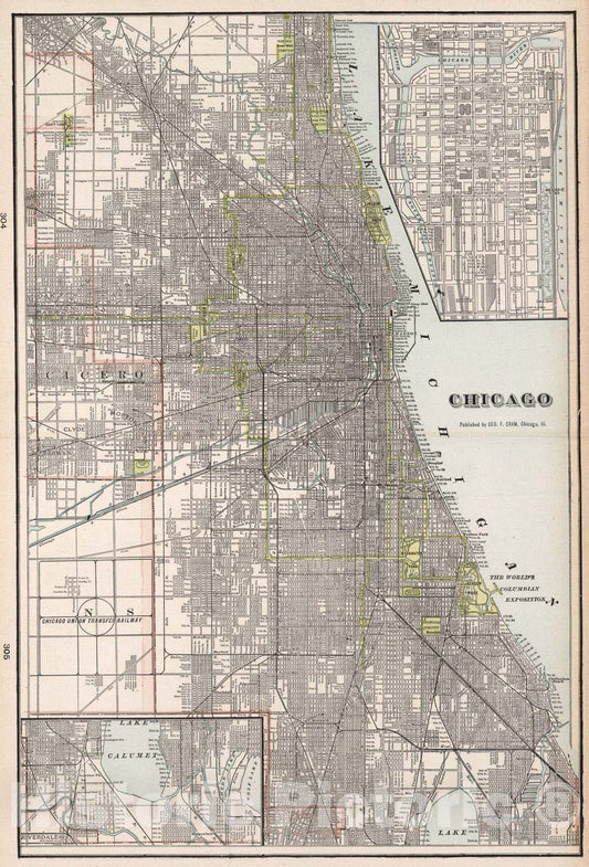 Historic Map : 1901 Chicago - Vintage Wall Art
