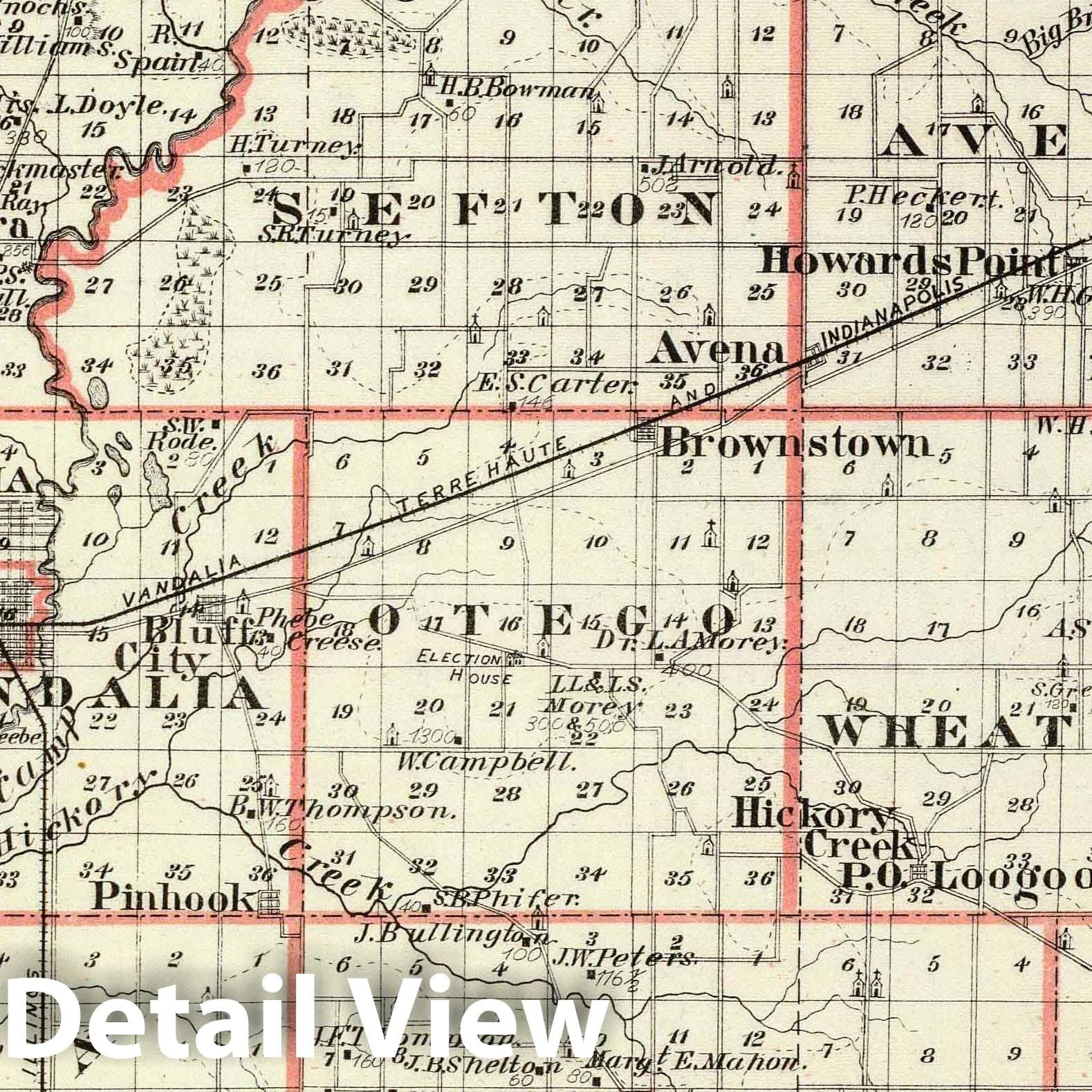 Fayette County, Mount Vernon, and McLeansboro, Illinois - 1876 Railroad Map