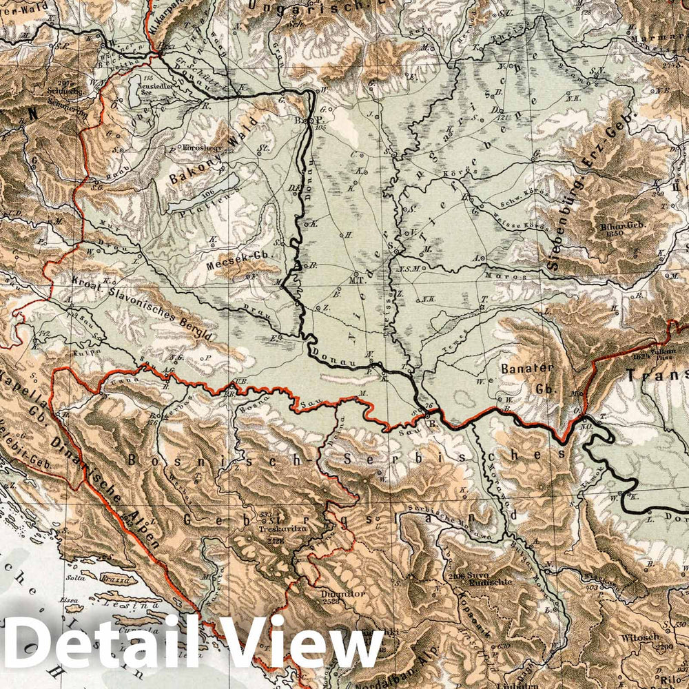 Historic Map : Austria, 1896 Osterreich - Ungarn , Vintage Wall Art