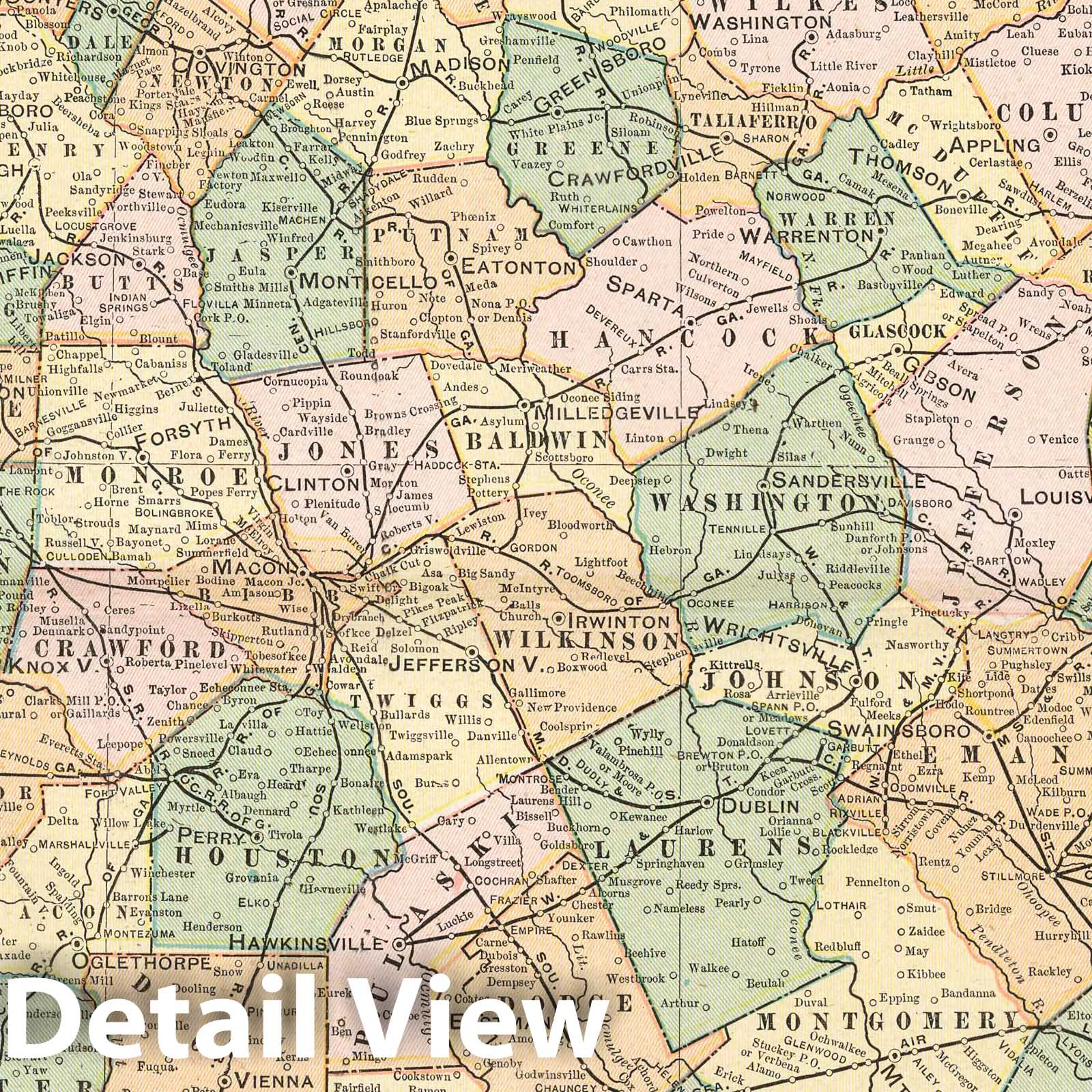 Georgia - Railroad Map, 1901 - Historical Map Print