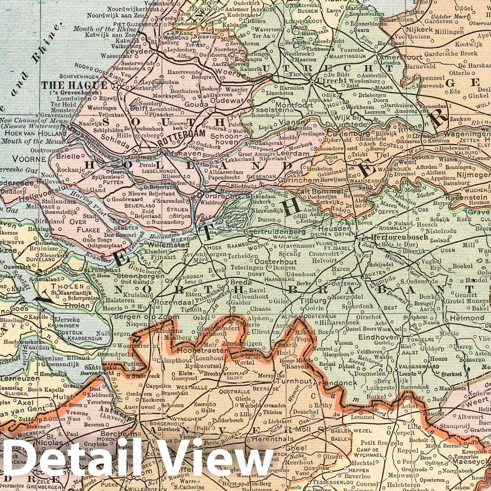 Historic Map : 1901 Map of Netherlands, Belgium and Luxemburg - Vintage Wall Art
