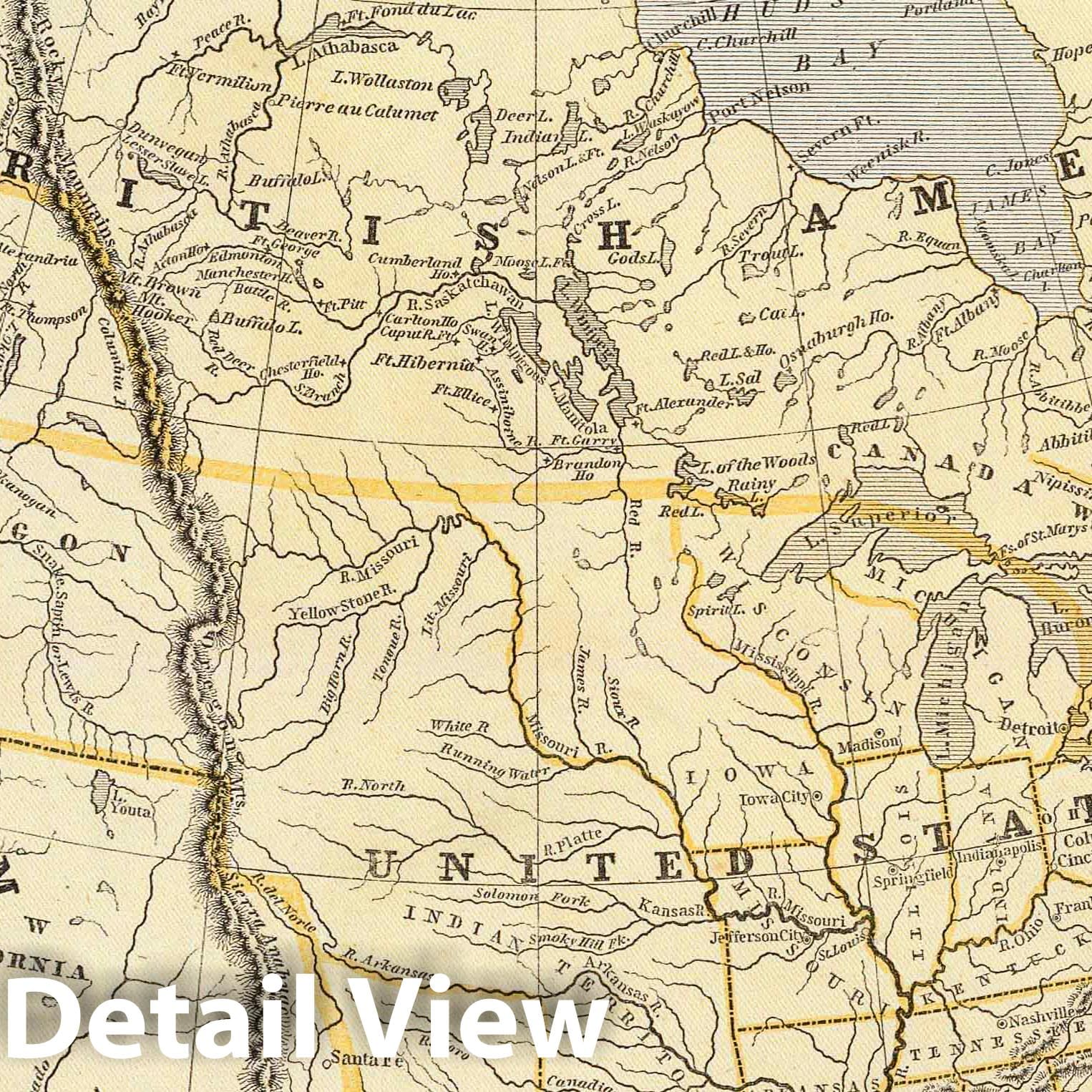 North America, 1845 - Historical Map Print from Morse's North American Atlas