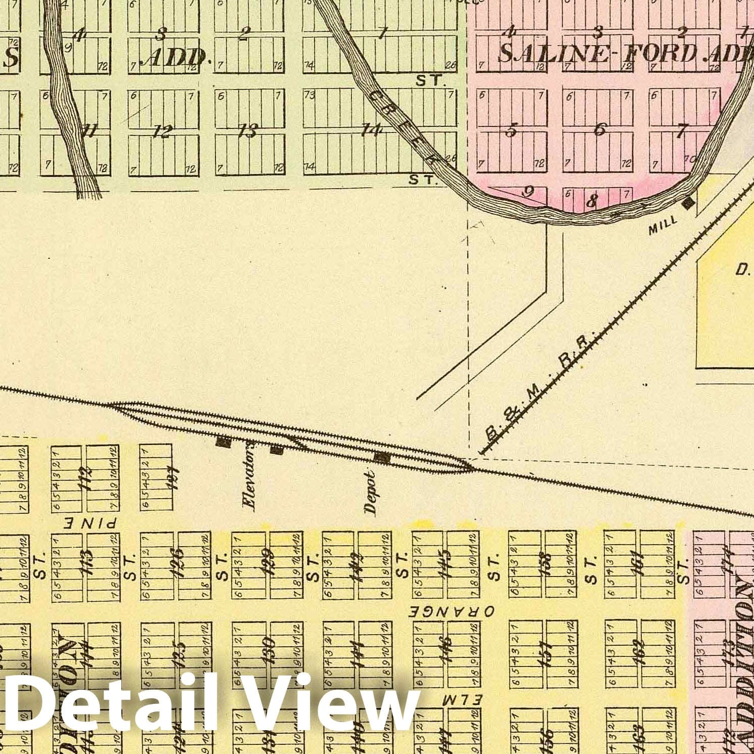 Ashland and Wahoo, Nebraska - Railroad Map, 1885