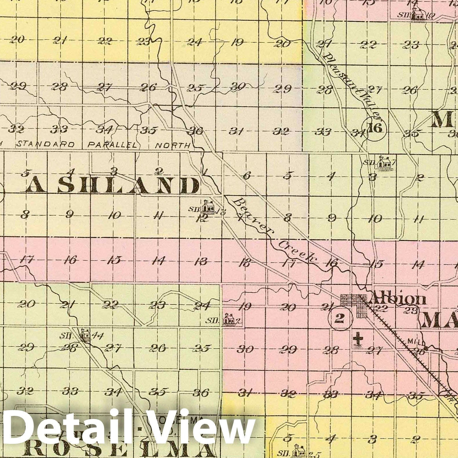 Boone County, Nebraska - Railroad Map, 1885 - Historical Map Print