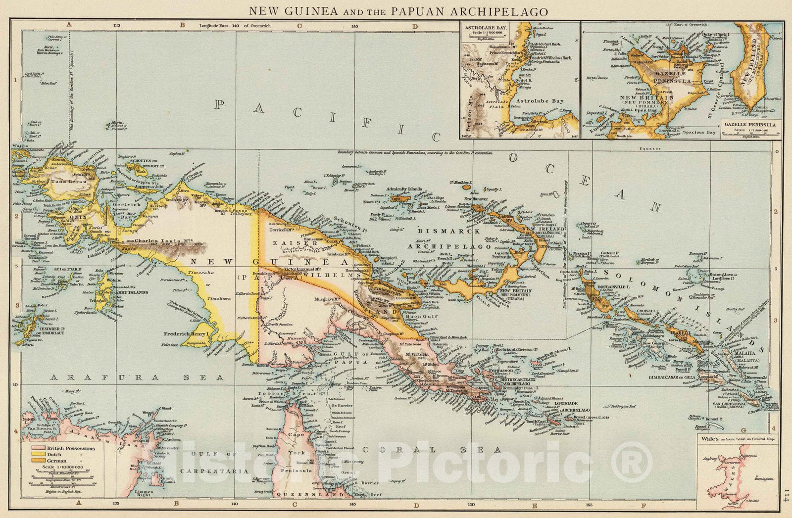 Historic Map : 1895 New Guinea, Papuan Archipelago. - Vintage Wall Art