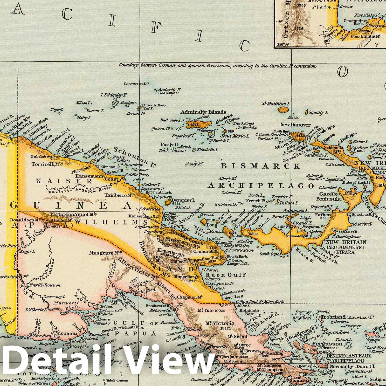 New Guinea, Papuan Archipelago, Astrolabe Bay, Gazelle Peninsula 1895 Map Print