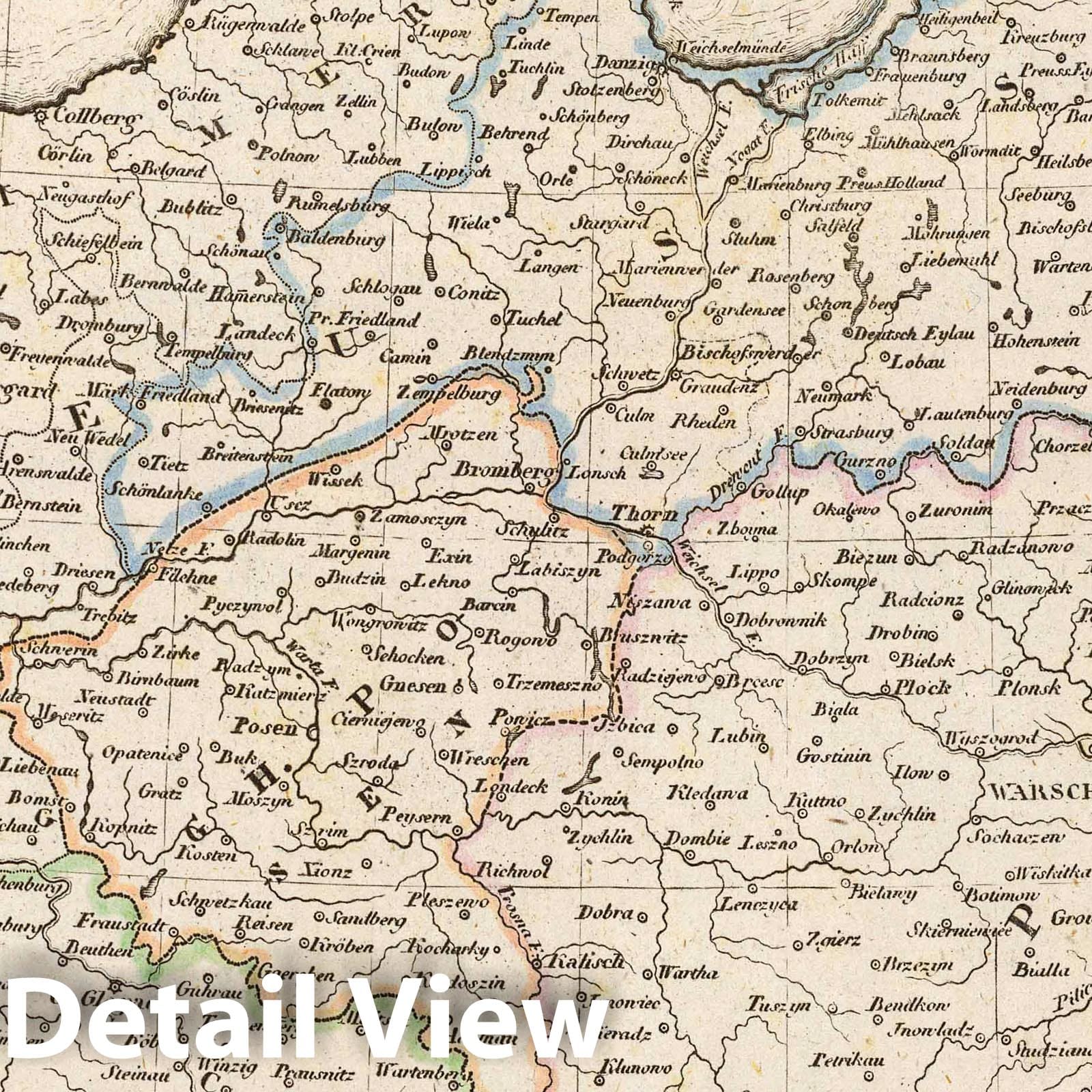 Prussia and Poland, 1822 - Historical Map Print
