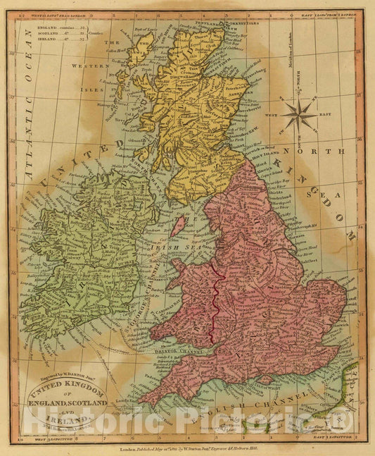 Historic Map : 1812 United Kingdom. - Vintage Wall Art