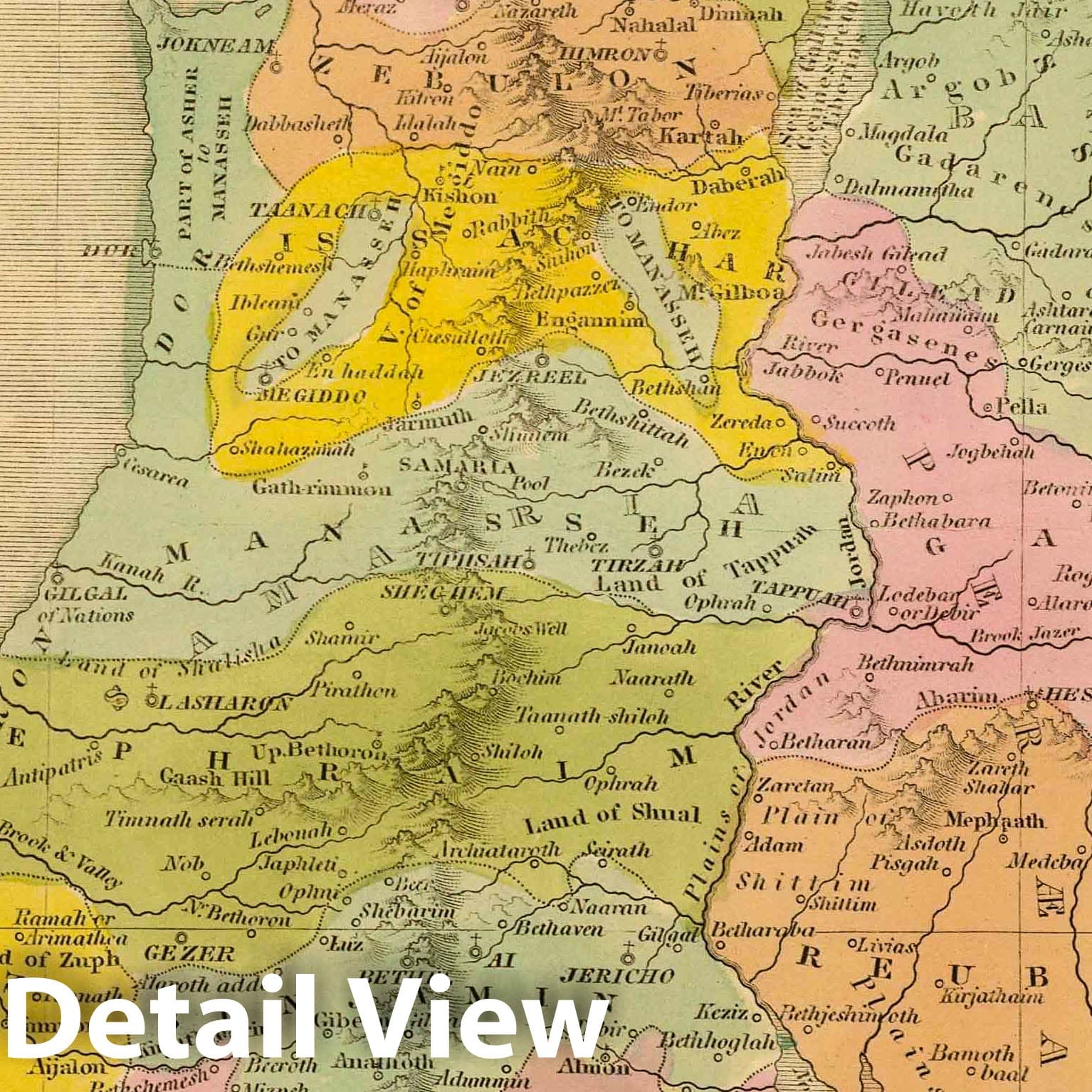 Palestine, 1845 - Historical Map Print
