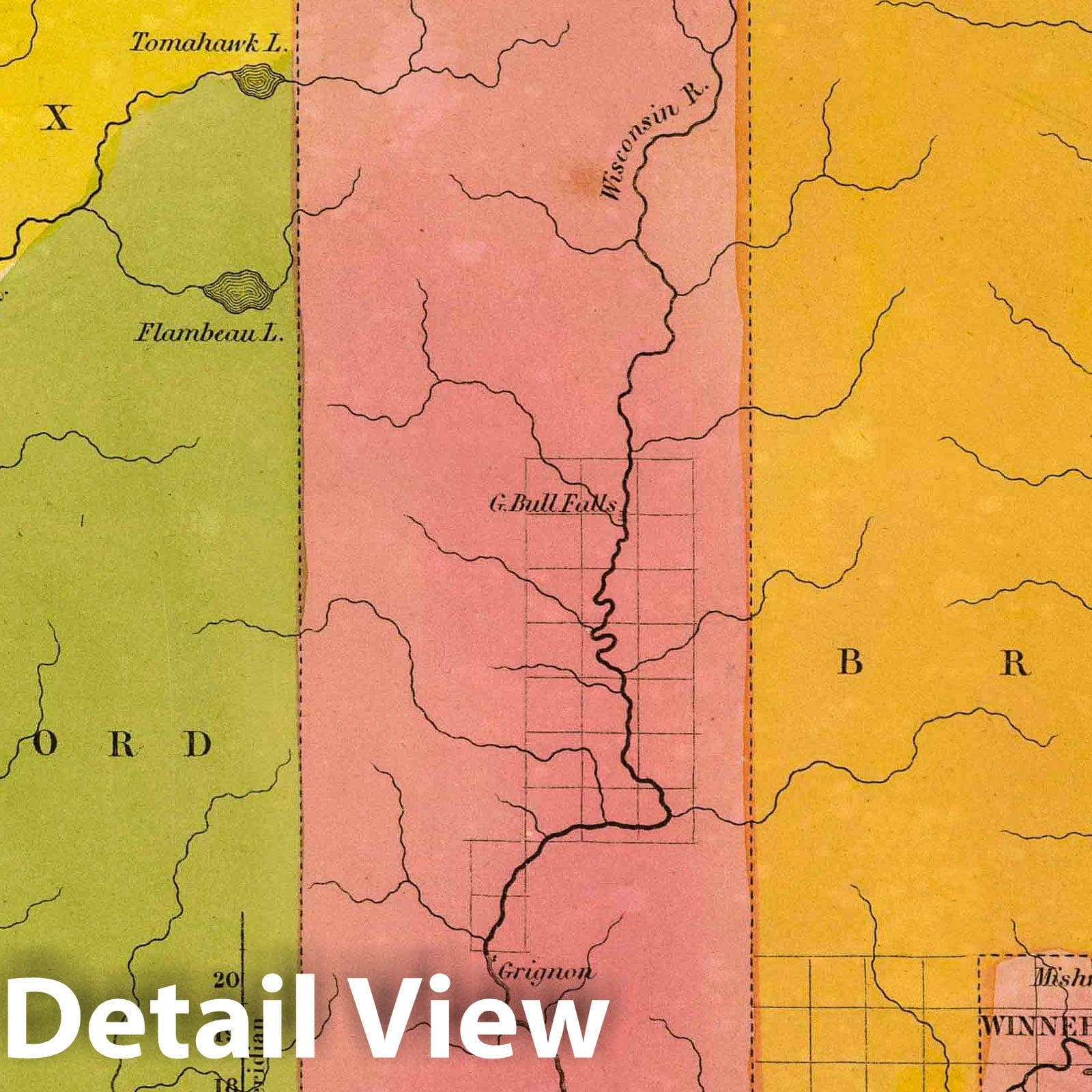 Wisconsin - Road Map, 1845 - Historical Map Print