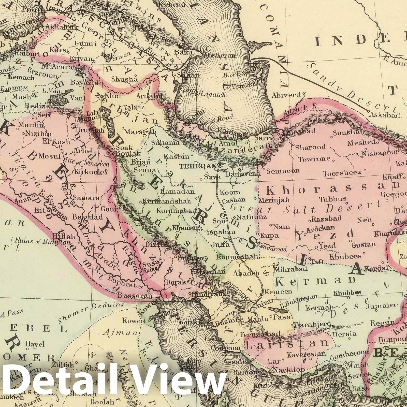 Persia, Arabia, Turkey, Afghanistan, Beloochistan - River Map, 1884 - Historical Map Print