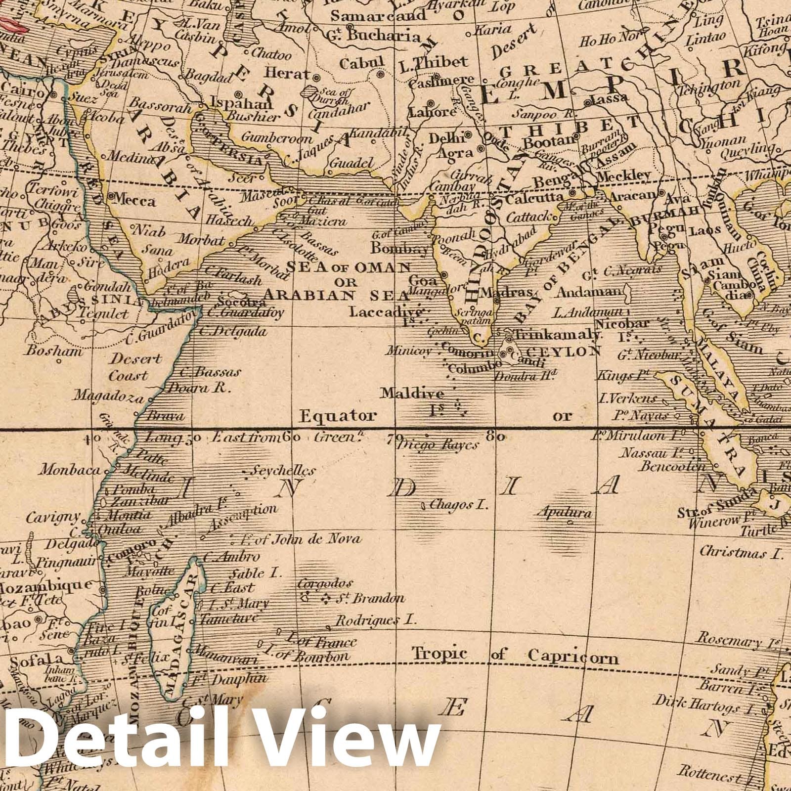 Eastern Hemisphere, 1808 - Historical Map Print from Smith's Atlas