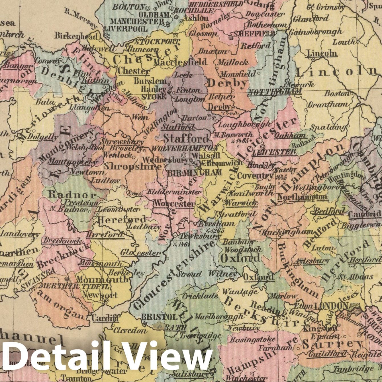 England - Political Map, 1880 - Historical Map Print