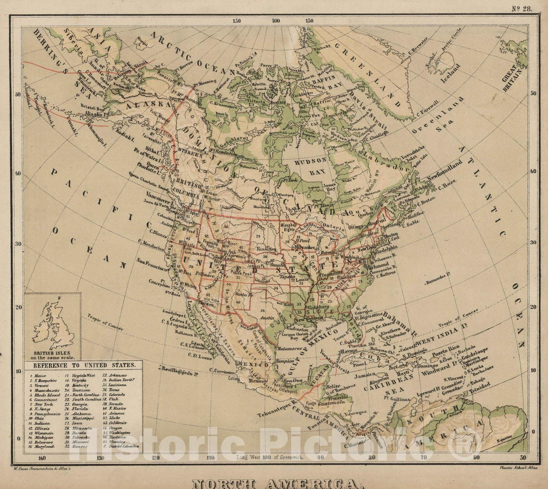 Historic Map : 1880 North America. v2 - Vintage Wall Art