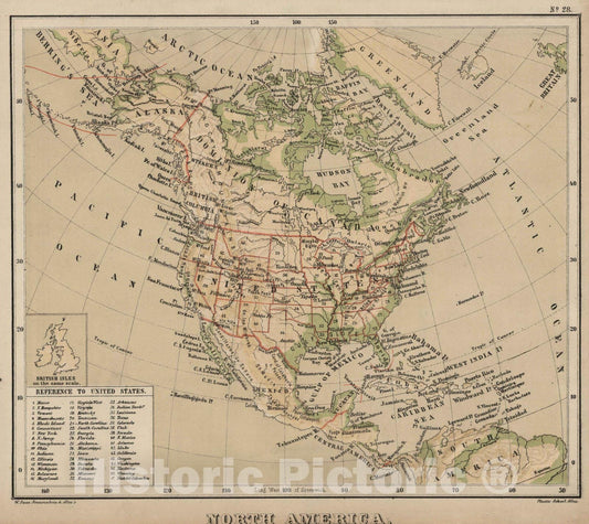 Historic Map : 1880 North America. v2 - Vintage Wall Art