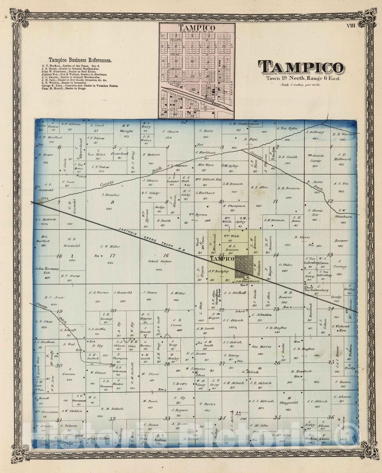 Tampico, Whiteside County, Illinois 1872 Historical Map Print