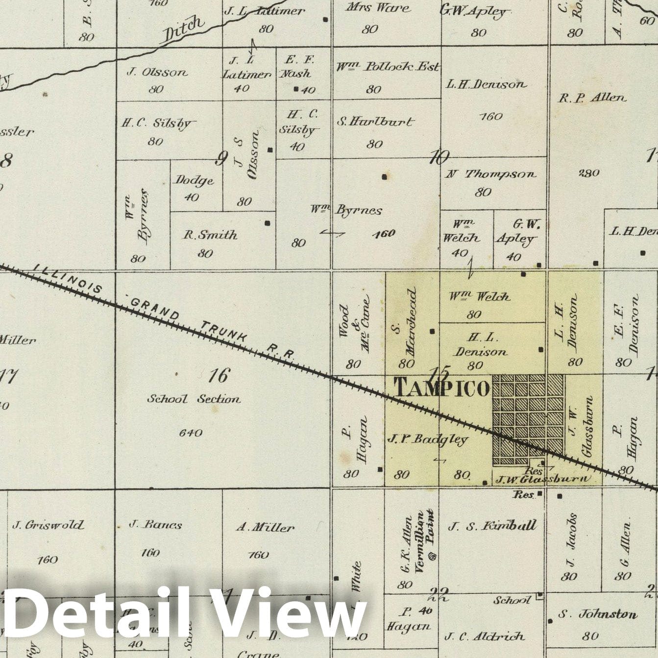 Tampico, Whiteside County, Illinois 1872 Historical Map Print
