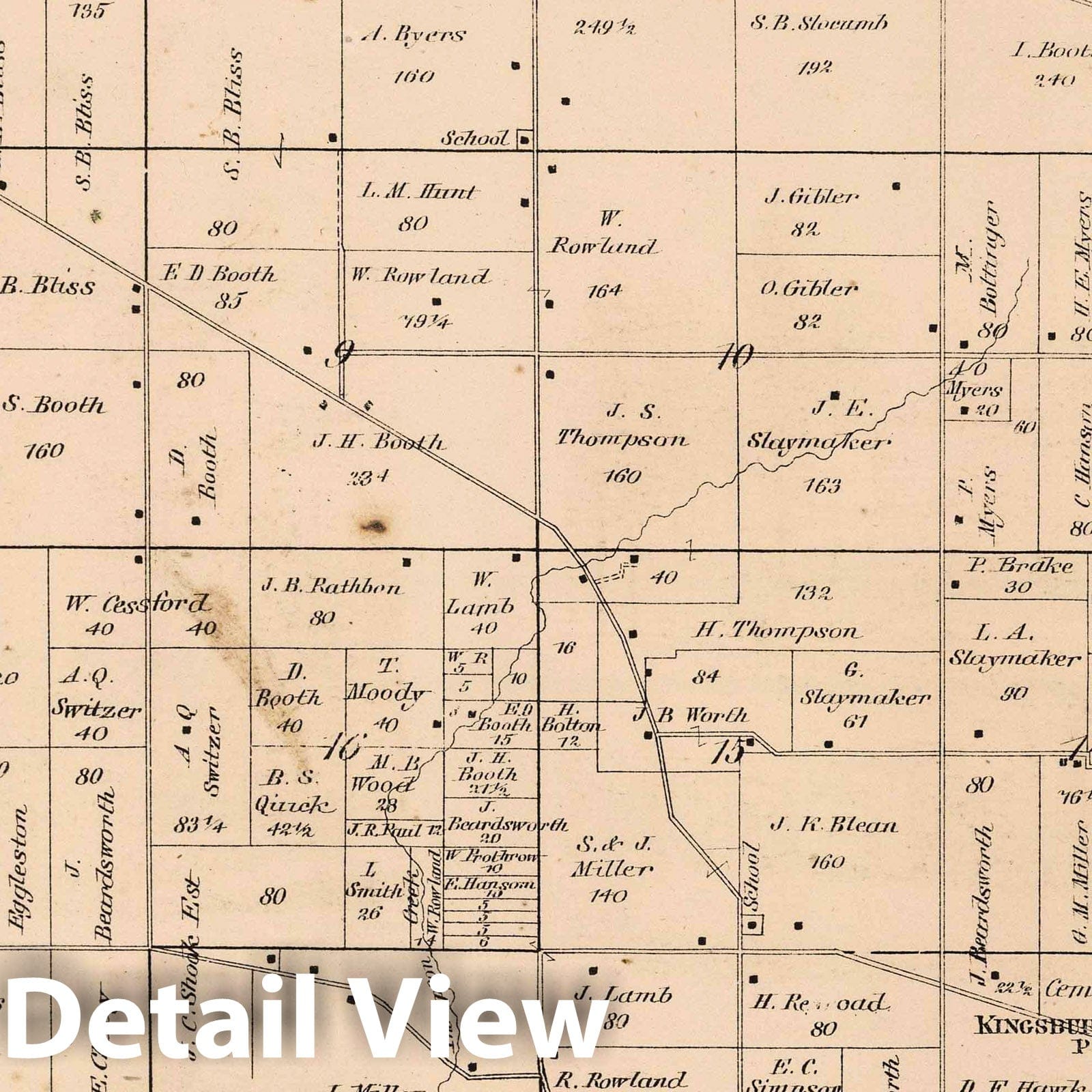 Newton Township, Whiteside County, Illinois with Mineral Springs 1872 Map Print