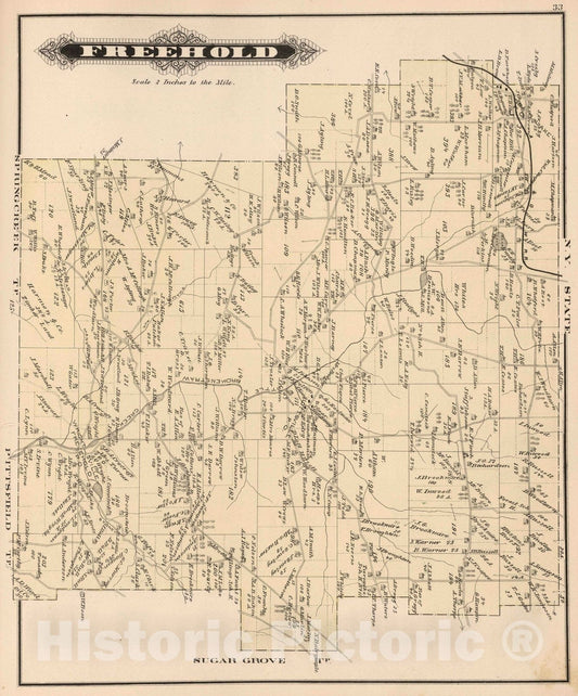 Historic Map : 1878 Freehold, Warren County, Pennsylvania. - Vintage Wall Art