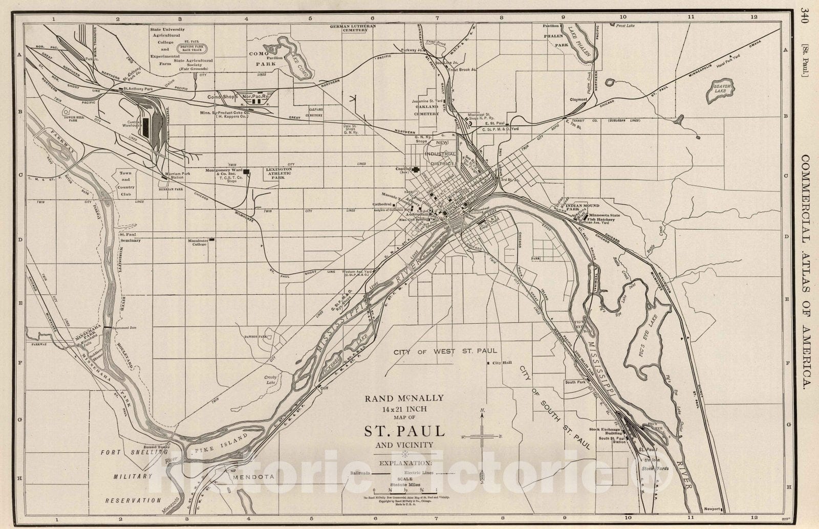 Historic Map : National Atlas - 1924 St. Paul and Vicinity. - Vintage Wall Art