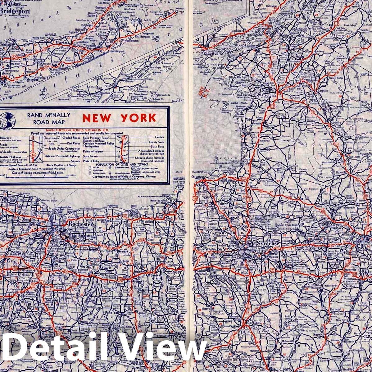 New York Road Map 1939 - State Farm Atlas Historical Map Print