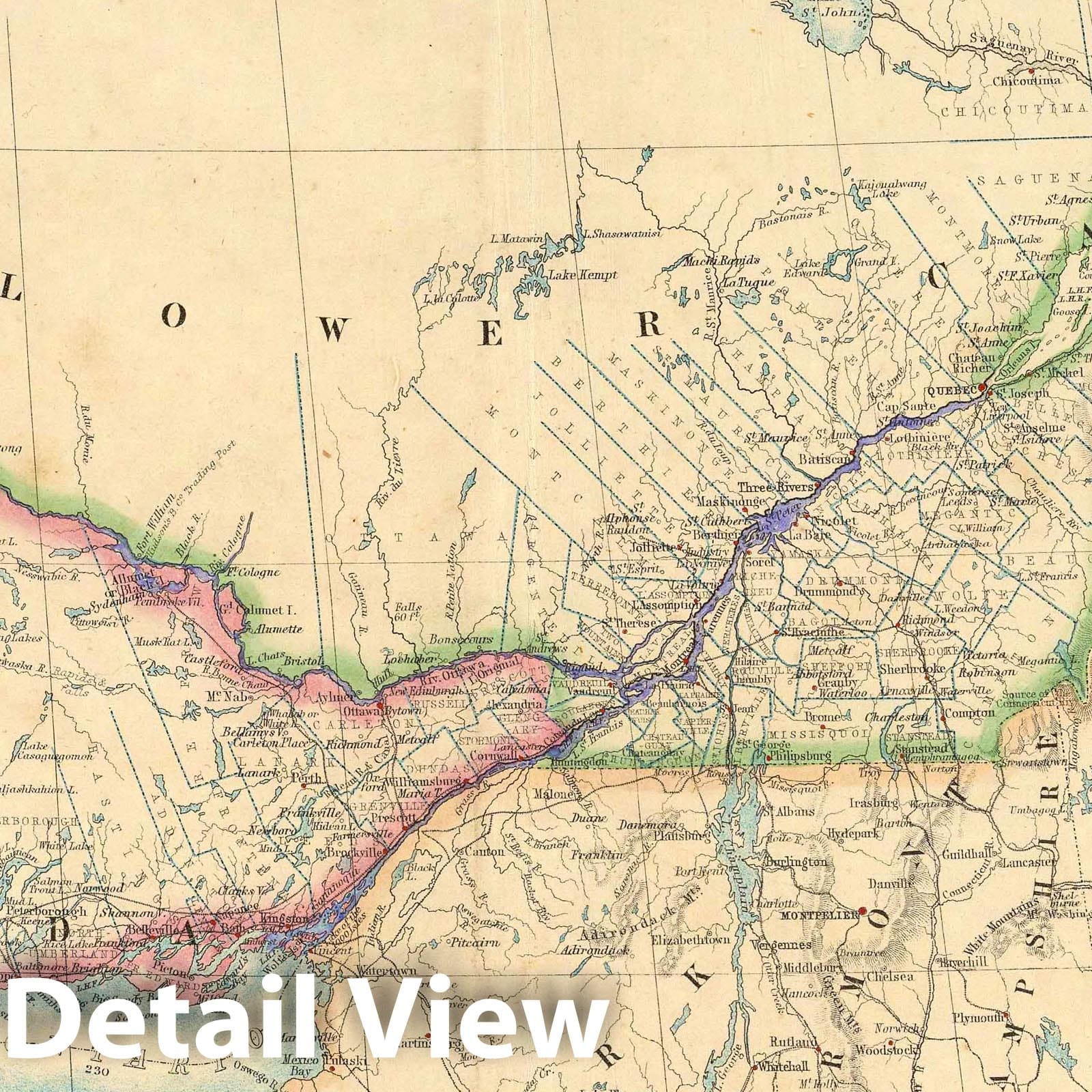 Upper and Lower Canada - Railroad Map, 1857 - Historical Map Print