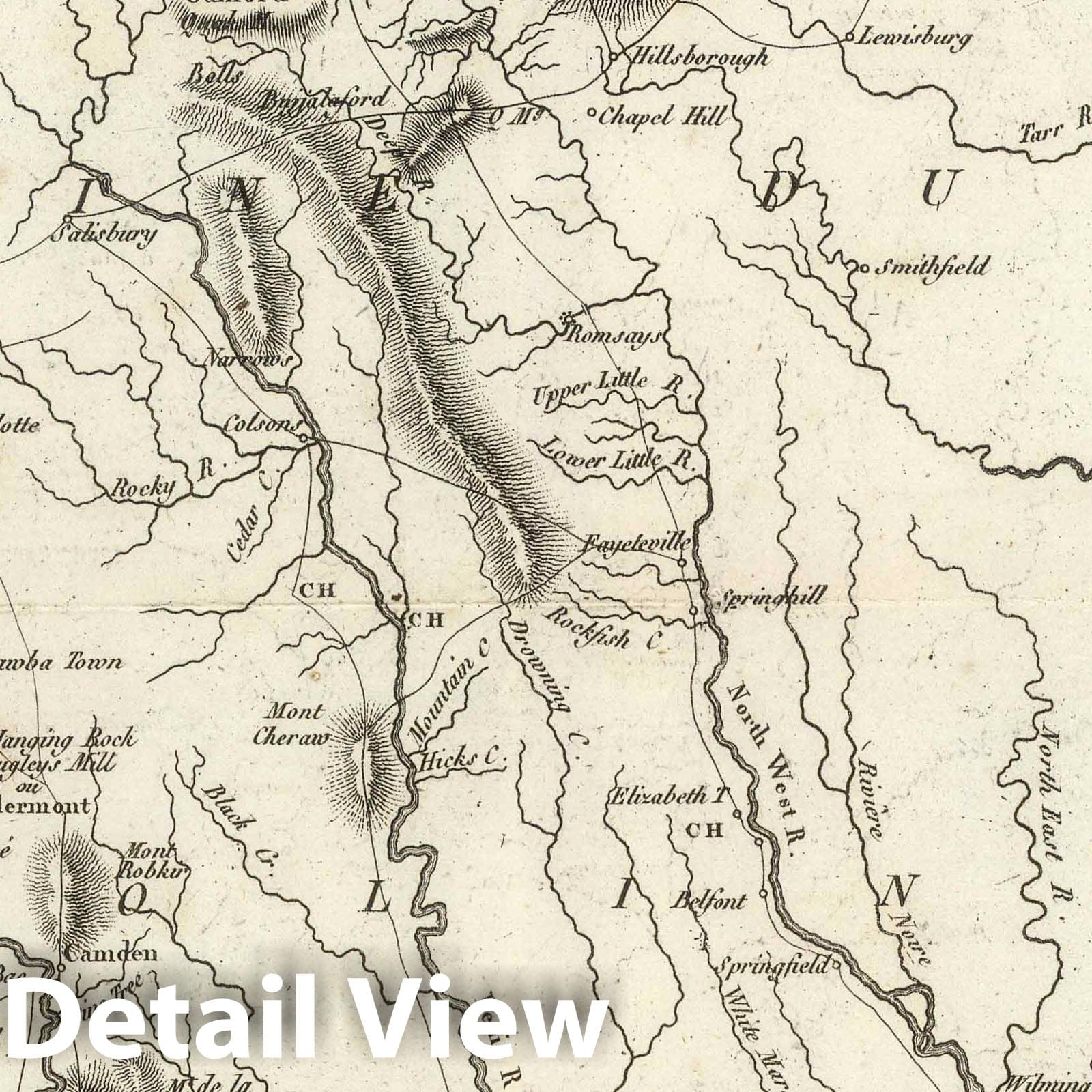 American Revolution: Virginia, North Carolina, Georgia - Military Map, 1807