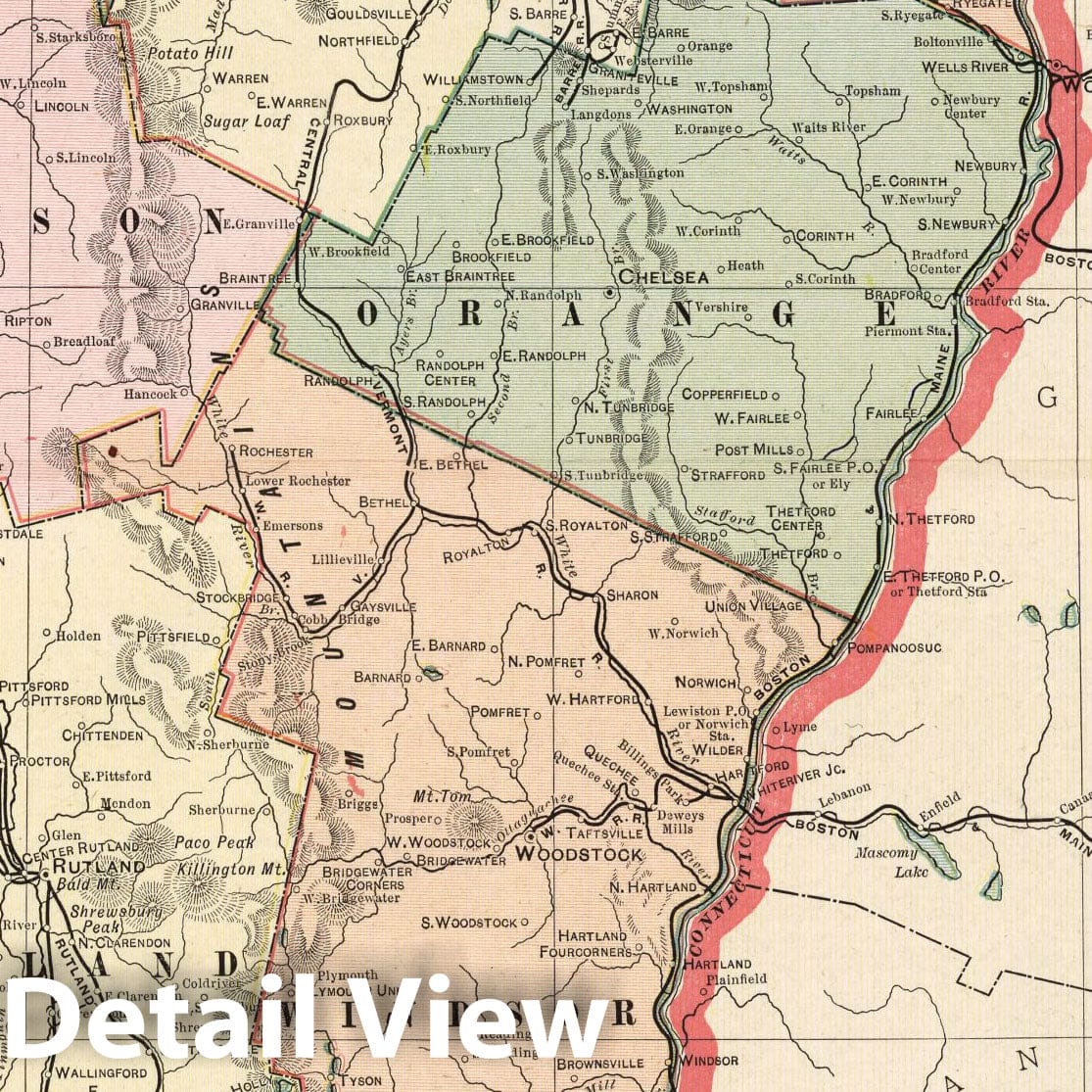 Vermont - Railroad Map, 1901 - Historical Map Print