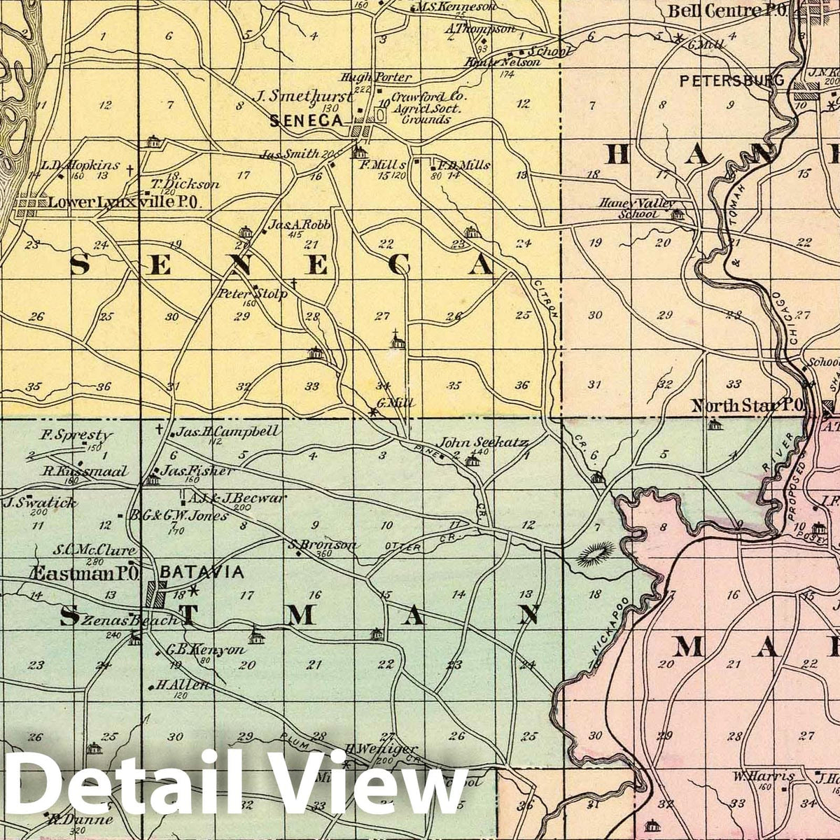 Crawford County Wisconsin - Geologic Map, 1878 - Historical Atlas Print