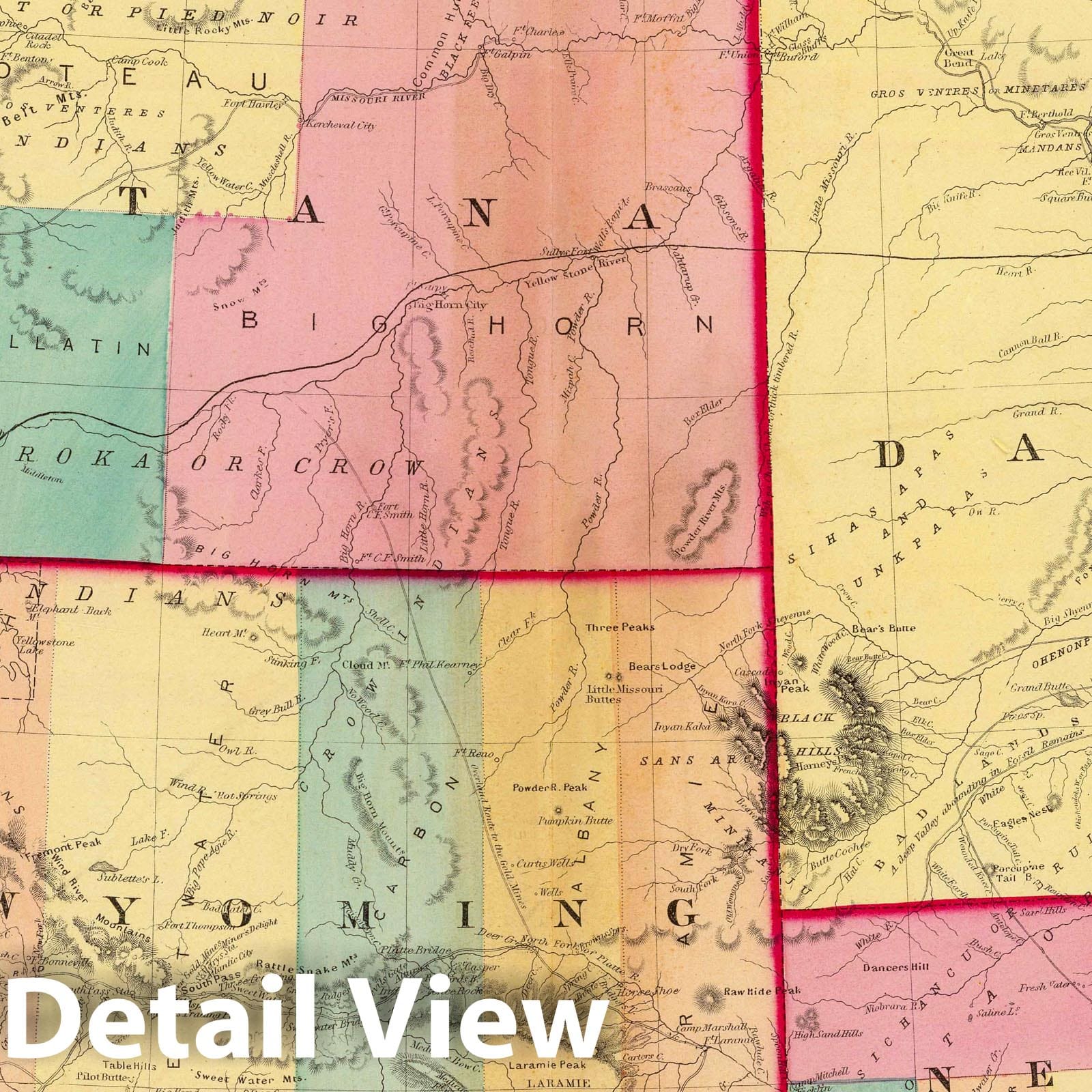 Nebraska, Dakota, Idaho, Montana, and Wyoming 1872 Atlas Map Print