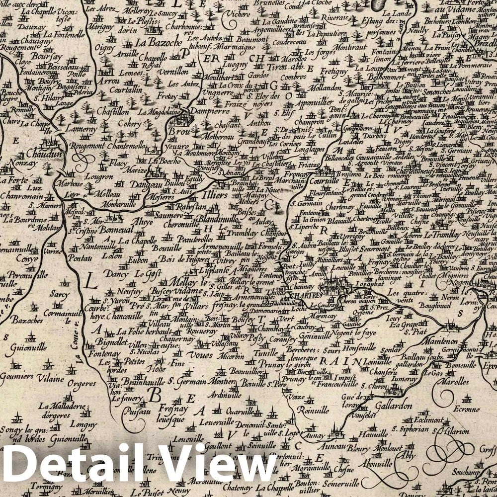 Historic Map : Isle-de-France , France 1632 Description du Pays de la Beauce. , Vintage Wall Art