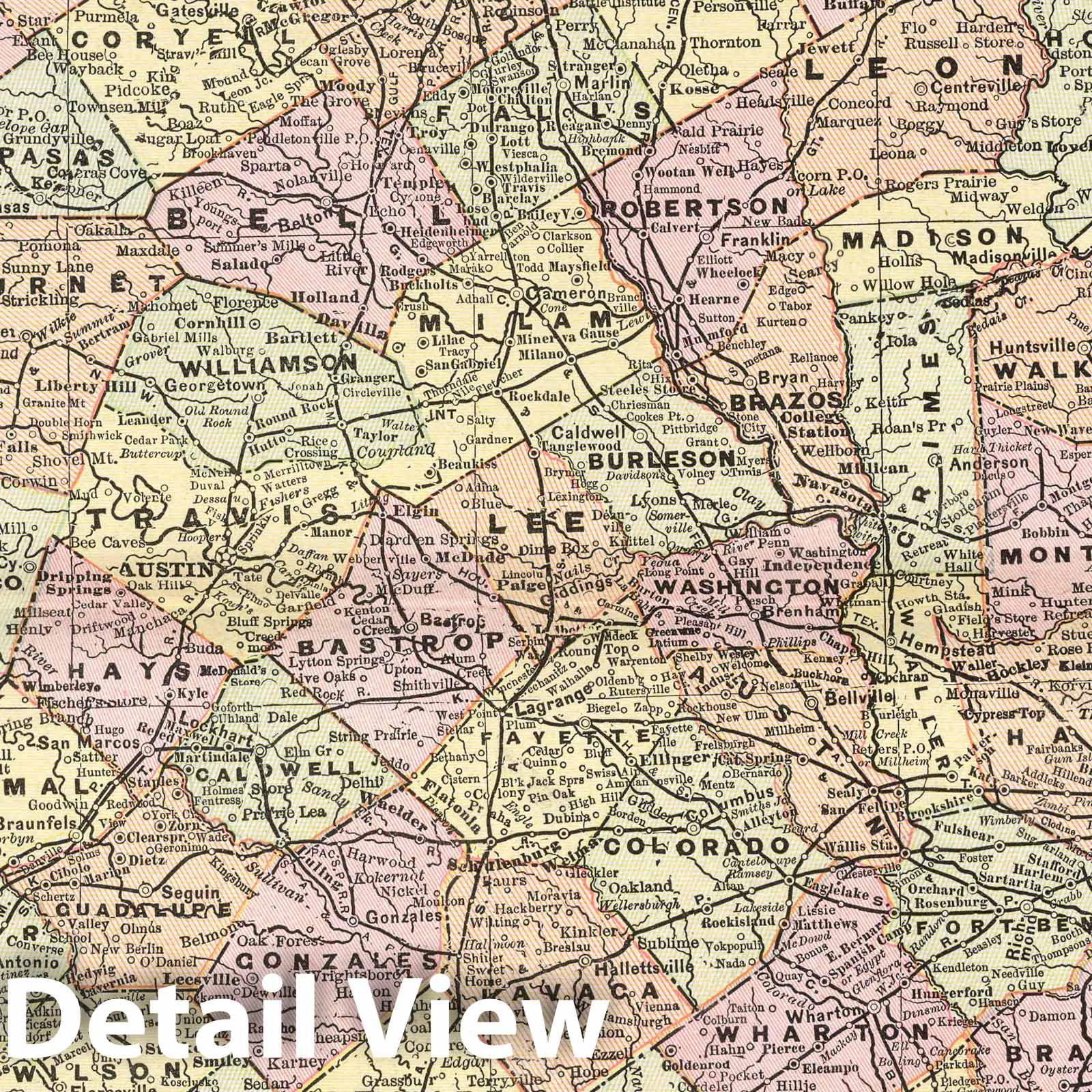 Texas, Eastern Part - Railroad Map, 1901 - Historical Map Print