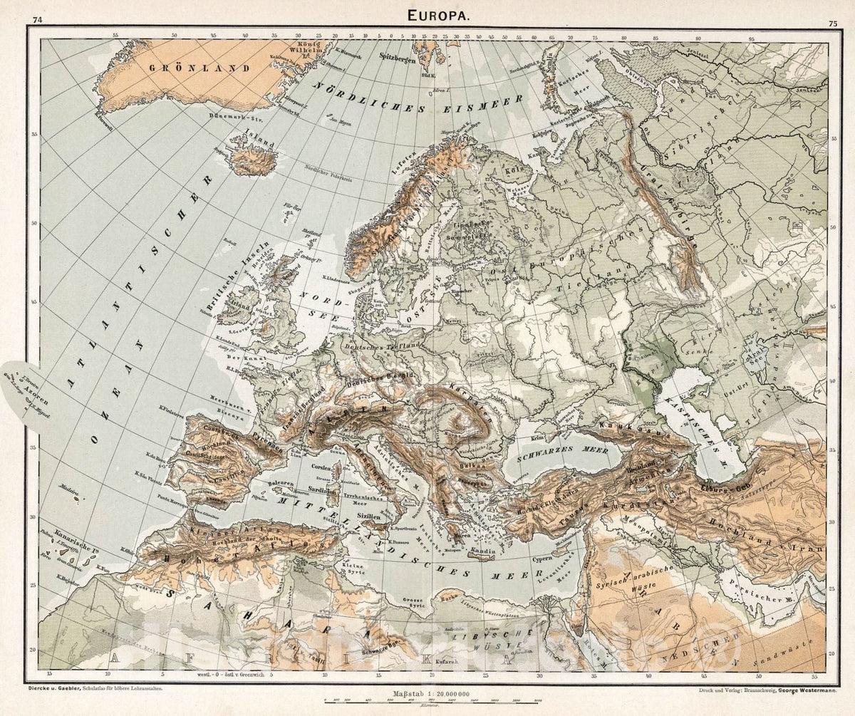 Historic Map : 1896 Europa v2 - Vintage Wall Art
