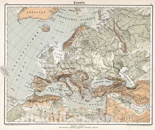 Historic Map : 1896 Europa v2 - Vintage Wall Art