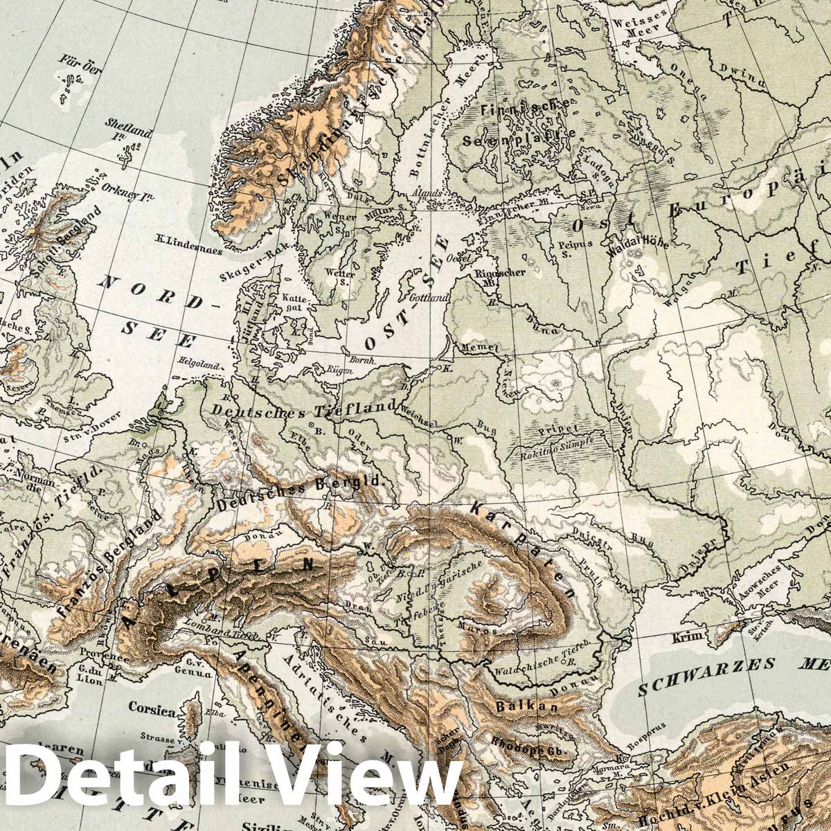 Europe 1896 - Diercke Schul-Atlas Historical Map Print