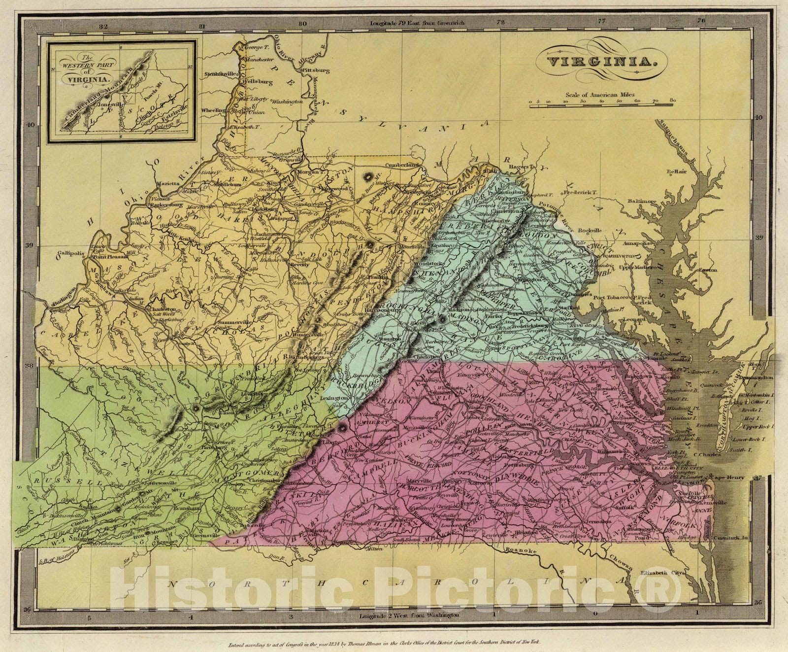 Historic Map : 1835 Virginia. - Vintage Wall Art